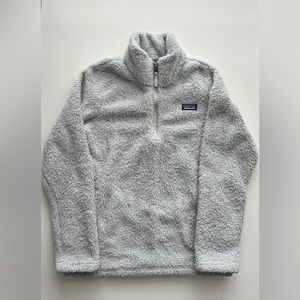 Patagonia Girls fleece jacket fall winter Los Gatos 1/4 Zip grey L 12